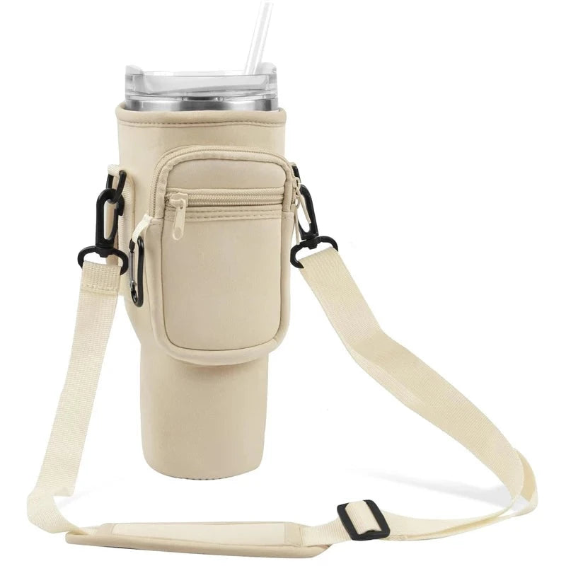 Drinkware Accessories Water Bottle Mug 30 - 40oz Carrier Bag 1 Piece Tumbler Cup Holder with adjustable hook and look straps, phone and personal item pouch for outdoor hiking, camping or fitness activities